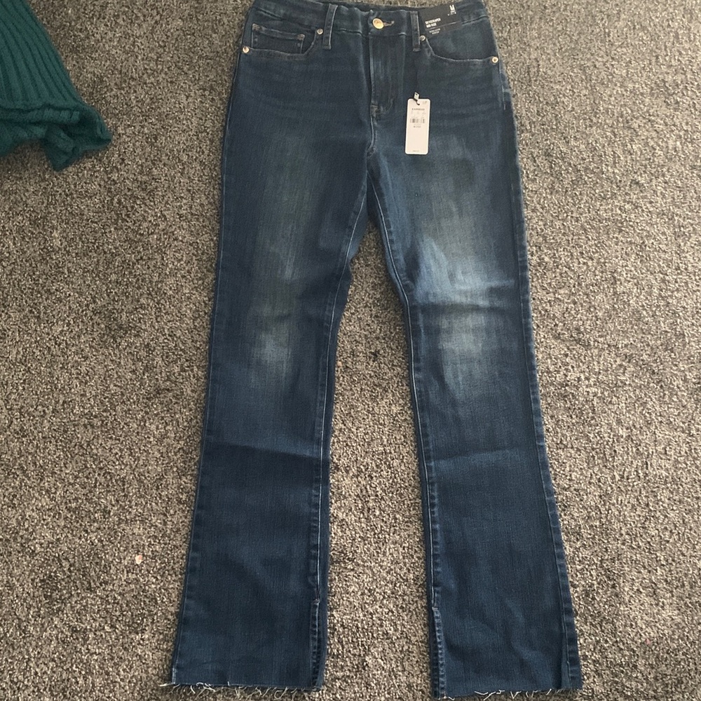 Express Dark Blue Straight Leg Jeans